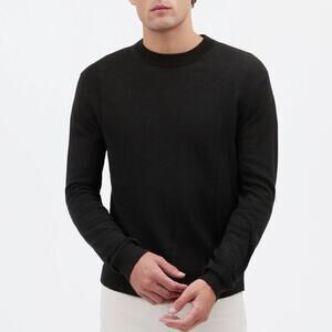 Madewell Sweater 100% Merino Wool Crewneck Long Sleeve Pullover True Black NWT L